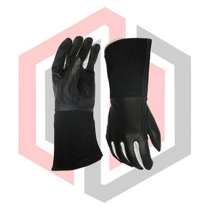 ถุงมือเชื่อมหนังวัวแท้สีดำทั้งชิ้น ระบายอากาศได้ดี ยาว 16 นิ้ว ป้องกันความร้อน ใช้งานทั่วไป ปราศจากซิลิโคน ป้องกันการบาด - Product Image 4