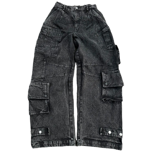 Jeans de Hombre de Diseño Personalizado, Vintage, Bordados, Desgastados, Corte Recto, Lavados, con Bolsillos Cargo Extra Grandes de Mezclilla de Color - Product Image 5