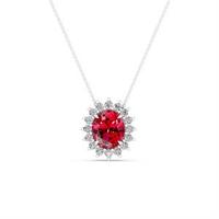 Elegante 925 Sterling Silber Halskette mit ovalem roten Rubin-Anhänger für Damen, perfekt für den Alltag und besondere Anlässe.