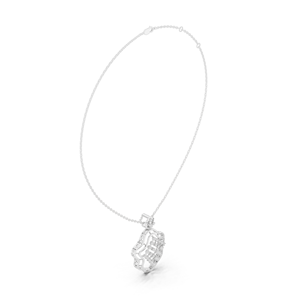 Collier pendentif fleur en or blanc massif 10K, tendance, avec diamants en treillis lumineux, plaqué rhodium, chaîne à maillons taille brillant, cadeau - Product Image 4