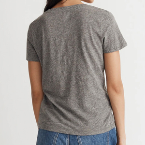 Camiseta Casual de Cuello en V para Mujer, Algodón Premium, Talla Grande, Moda, Suave, Transpirable, Ropa de Verano, Logotipo Personalizado, Marca Privada 2028 - Product Image 3