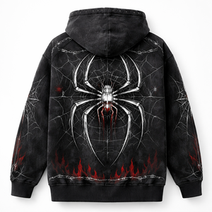 Sweat à capuche personnalisé en gros avec motif araignée brodé 100% coton - Fournisseur OEM et prix direct usine pour hommes - Product Image 2