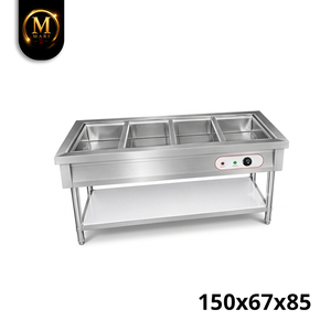 Baño María Comercial de Acero Inoxidable de Alta Resistencia con 4 Compartimentos, Calentador de Alimentos a Vapor para Cafetería, Buffet y Catering - Product Image 2