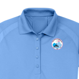 Polo en maille bleu clair pour femme, anti-humidité, avec broderie, manches courtes, col, vêtement de performance sportive pour le golf - Product Image 3