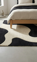 Tapis abstrait à poils longs de qualité supérieure, tufté à la main, élégant pour la décoration intérieure, respectueux des animaux et de l'environnement