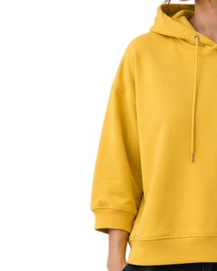 Sweat-shirt à capuche surdimensionné pour femme, personnalisé, jaune, imprimé floral, en coton molletonné, manches longues, style streetwear décontracté - Product Image 3