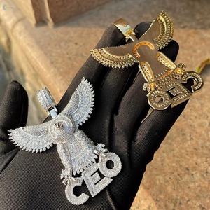 Eagle Moissanite <b>Pendant</b> 925 <b>Silver</b> Gold Plated Hip Hop Charms Everyday Wear Rapper Bling <b>Pendant</b> Custom <b>Initial</b> Letter <b>Pendant</b> - Product Image 4