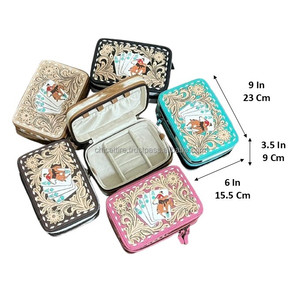 Estuche de Joyería de Cuero Turquesa Premium, Hecho a Mano, con Diseño de Póker, Elegante, para Anillos y Collares - Product Image 2