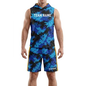 ชุดยูนิฟอร์มโพลีเอสเตอร์ผสมสแปนเด็กซ์แบบซับลิเมชั่น 7v7 เสื้อเจอร์ซีย์ลายพราง เสื้อกั๊กมีฮู้ด กางเกงกีฬาขาสั้น ระบายอากาศได้ดี ยืดหยุ่นสูง - Product Image 4