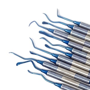 Instrumentos dentales de doble extremo de titanio azul, 12 Uds., mango hueco, caja de plástico de relleno compuesto, base quirúrgica de acero inoxidable - Product Image 3