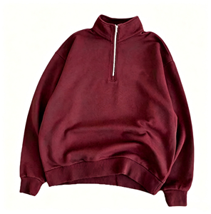 Sudadera Kornit DTG Varsity Spirit Print, Color Borgoña, Cuello Alto con Cierre de Media Cremallera, Algodón Lavado Vintage, Sudadera Casual para Hombre - Product Image 3