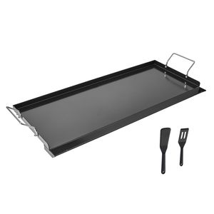 Griglia a Gas Portatile Universale 32x14 Pollici, Piastra Teppanyaki in Acciaio al Carbonio, Griglia BBQ Rettangolare con Struttura in Metallo - Product Image 4