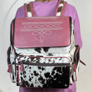 2026 Western Cowhide Leather with Boot Stitch <b>Backpack</b> Purse Handmade Tooled Flap Women Travel <b>School</b> Fashion <b>Backpack</b> Wholesale - Product Image 2