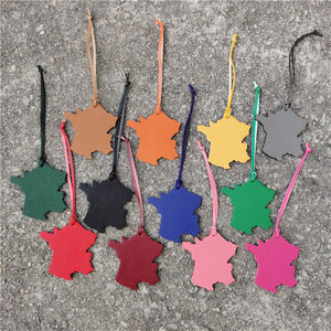 Porte-clé personnalisé en cuir en forme de carte de la <span class=keywords><strong>France</strong></span>, pendentif de voiture, accessoire de cadeau - Product Image 6