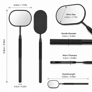 กระจกแต่งหน้าแบบพกพาทรงวงรี MANAN INSTRUMENTS กรอบสแตนเลส ด้ามจับสีดำลายเท็กซ์เจอร์ ด้านเดียว ขยาย 3 เท่า - Product Image 4
