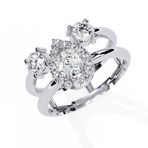 Anillo de Compromiso de Oro Amarillo con Diamante Corte Pera y Diamantes Laterales para Mujer, Certificado GIA, Estilo Clásico - Product Image 4