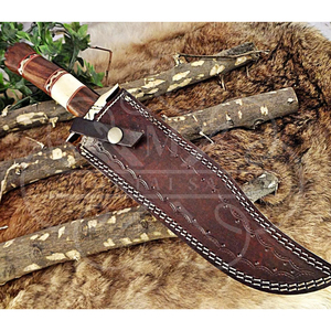 Couteau de randonnée et de camping MORTAL SAGA en acier Damas fait main, lame fixe, manche en bois personnalisé, garantie 1 an, design compact - Product Image 5