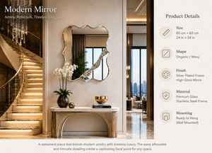 Striped <b>Square</b> Wall <b>Mirror</b> Pebble Design Decorative <b>Mirror</b> Bathroom Bedroom Living Room Modern Stylish Wall Mounted 24*24 Inch - Product Image 2