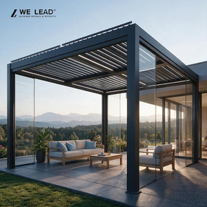 Sombrilla Moderna de Aluminio con Recubrimiento de Polvo Negro para Patio, Protección Solar y contra la Lluvia - Product Image 2
