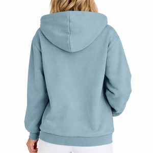 Sweat à capuche zippé uni pour femme en molleton de coton premium avec poches avant – Sweat à capuche zippé durable pour femme - Product Image 2