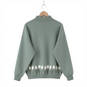 Sweat-shirt personnalisé à col montant unisexe, coupe oversize en polaire, vert sauge, manches longues, ourlet tulipe imprimé, décontracté, pour l'hiver et l'automne - Product Image 1