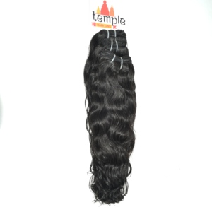 Cheveux humains indiens Remy en gros pour extensions, double trame machine, coupe droite, double tirage, à bandes/à clips/à tisser - Product Image 1