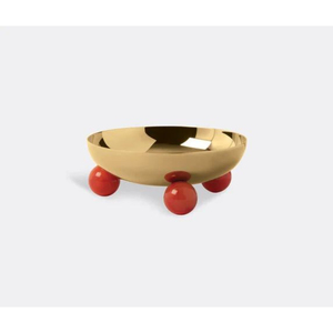 Tazón de Lujo para Servir Alimentos, Chapado en Oro de Alta Calidad, Forma Redonda, Hecho de Metal de Primera Calidad, con Base de Bolas Rojas - Product Image 1
