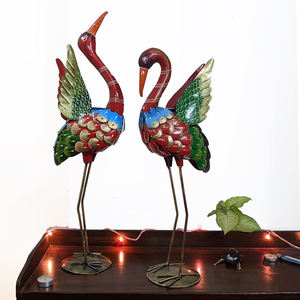 Meilleure Qualité Artisanat Traditionnel Indien en Fer Peint, Grand Ensemble de 2 Décorations Thème Fauna Aviaire pour Balcon, Jardin, Espaces Ouverts, Maisons, Vente en Gros - Product Image 1