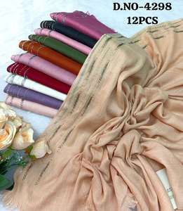 Conjunto de Hiyab Premium de Lino, Algodón y Poliéster con Adornos de Pedrería, Paquete de 12 Paños Multicolor con Detalles Brillantes para Uso Diario - Product Image 2