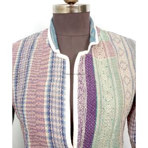 Nouvelle arrivée, veste Kantha multicolores en patchwork, 100% coton respirant, fabriquée à la main en Inde, style ethnique pour un usage décontracté - Product Image 2