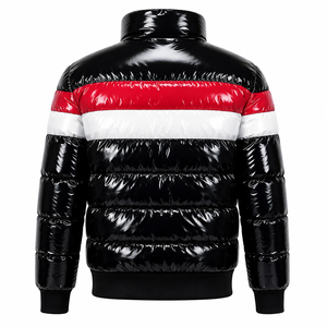 Custom Logo Mens Shiny Puffer Jacket Color Block Hooded Winter <b>Bubble</b> <b>Coat</b> OEM Wholesale Customizable Waterproof Breathable - Product Image 2