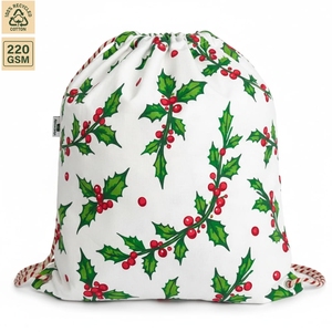 Bolsa de Regalo Navideña Personalizada de Algodón con Cordón, 37x41 cm, Estampado de Aloe, Reutilizable, Saco de Santa, Venta al por Mayor, OEM, Marca Privada, Proveedor a Granel - Product Image 1