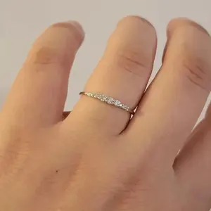 Moissanite Curved Band <b>Ring</b> 925 Sterling <b>Silver</b> Gold Plated <b>Stacking</b> <b>Ring</b> Minimalist Women Jewelry - Product Image 1