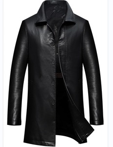 Disponible en stock automne hiver nouveaux hommes dans le long cuir belle atmosphère affaires décontracté avec trench-coat en cuir - Product Image 1