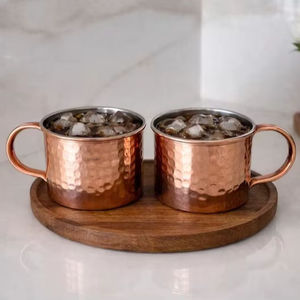 Mug en cuivre martelé fait main Daystar Trade avec paille et poignée |   Grand Verre à Cocktail Moderne Moscow Mule Grande Capacité - Product Image 4