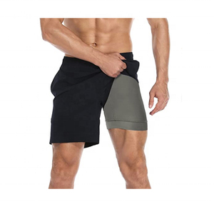 Pantalones Cortos Deportivos Casuales para Hombre, de Alta Calidad, hasta la Rodilla, de Spandex/Nylon, Cintura Elástica con Bolsillos, Doble Capa, Compresos y Duraderos - Product Image 2