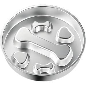 Comedero Lento de Acero Inoxidable para Perros, Plato Antideslizante para Lamer, para Cachorros y Gatos, Plato para Comida de Mascotas, Diseño de Corazón, Forma Redondeada - Product Image 1