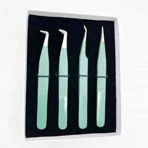 Pince à cils en L pour volume russe, poignée diamant, en acier inoxydable japonais, pour extensions de cils, compatible OEM - Product Image 3