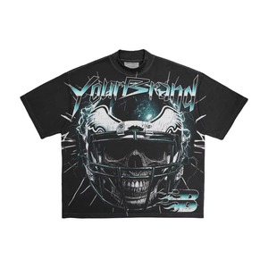 High Quality Custom Logo Oversized Cropped Boxy T-Shirt for Men Heavyweight Crack Screen Printing Hip Hop Loose fit 100% Cotton - Product Image 4