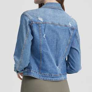 <b>Custom</b> <b>Denim</b> Jeans <b>Jacket</b> Coat Cropped Women Jean <b>Jackets</b> Distressed Short <b>Denim</b> <b>Jacket</b> for Women - Product Image 4
