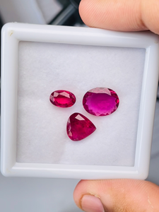 Lote de piedras preciosas de rubelita natural, 3 piezas, 7,52 quilates, calidad AAA, con brillo, buen color, corte y pulido perfectos para cualquier joyería. - Product Image 1