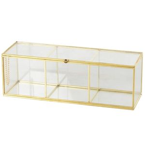 Luxury Brass Glass Jewelry <b>Box</b> Decorative Clear <b>Keepsake</b> Organizer Rectangular Gold Metal Framed Trinket <b>Box</b> <b>Wedding</b> Gift Case - Product Image 5