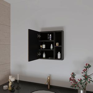 Whirlwind 1 Shelf Rectangle Medicine Cabinet Black Wengue <b>Bath</b> <b>Mirror</b> with Reflective Interior - Product Image 6