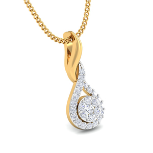 Luxury Women's 18K <b>Gold</b> Diamond <b>Pendant</b> Necklace Water Drop Shape Round Brilliant Cut Box Chain - Product Image 2