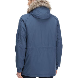 Men's Blue Hooded Puffer Jacket <b>Fur</b> Lining Waterproof Casual Winter <b>Coat</b> Regular Fit Polyester Material OEM Service <b>Plus</b> <b>Size</b> - Product Image 4