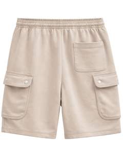 Pantalones Cortos Cargo Beige para Hombre, Cintura Elástica con Cordón, Estilo Casual Urbano, con Bolsillos Laterales, Pantalones Cortos de Verano, Fabricante OEM - Product Image 2