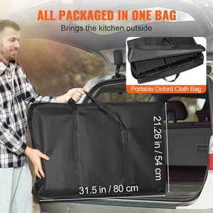 Tavolo da Cucina da Campeggio Moderno con Stazione di Cottura Lunga in Alluminio, Portatile Monoblocco con 3 Tavolini Laterali, Include Borsa per il Trasporto - Product Image 5