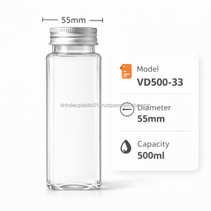 Botella de PET de 500 ml VD500-33 para Bebidas Transparentes con Tapa de Aluminio, Alta Transparencia, Directo de Fábrica en Vietnam, Forma Cuadrada - Product Image 4