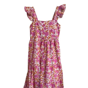 <b>Boho</b> <b>Summer</b> <b>Dress</b> in joyful pink and white Indian Floral Print <b>summer</b> wear women Sleeveless Cotton <b>Summer</b> <b>Dress</b> - Product Image 1