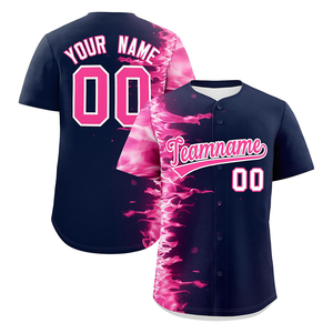 Maillot de baseball personnalisé en polyester/coton respirant pour homme, col en V, fermeture à cordon, manches courtes, évacuation de l'humidité - Product Image 2